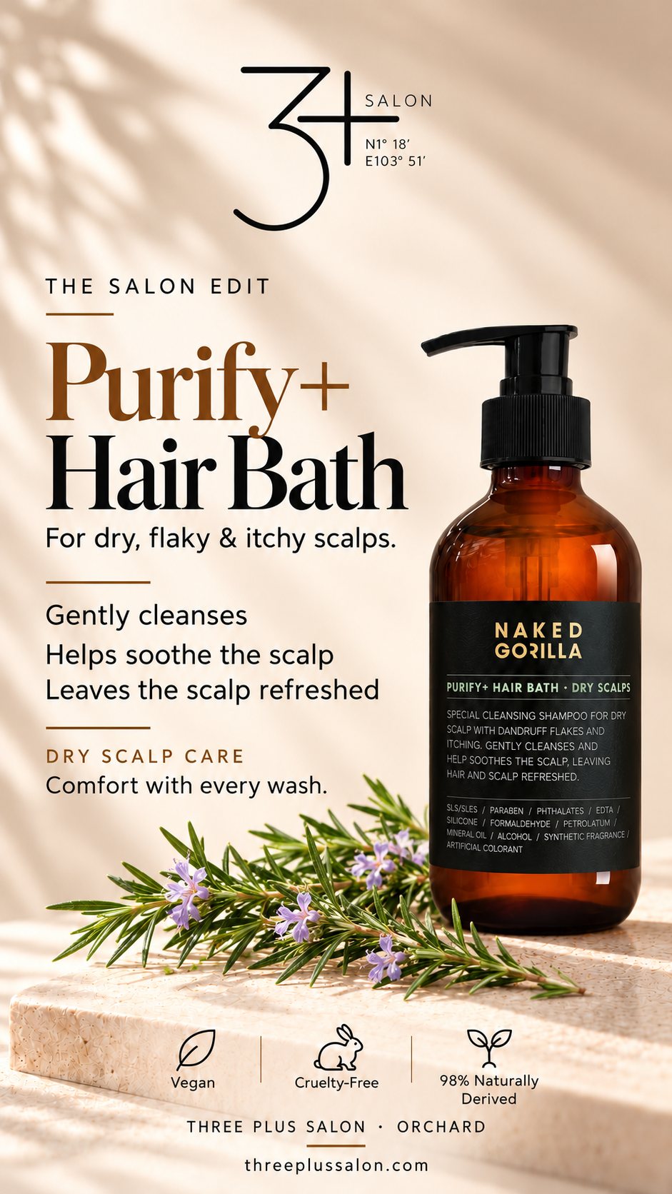 Purify+ Hair Bath, for dry scalps · Purify+ 净化洗发浴（干性头皮）
